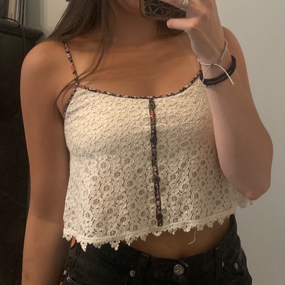 White lace crop top
